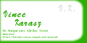 vince karasz business card