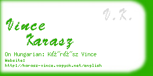 vince karasz business card